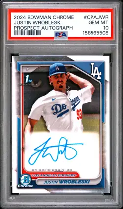 2024 Bowman Chrome Auto Justin Wrobleski PSA 10 Los Angeles Dodgers OSU COWBOYS - Image 1