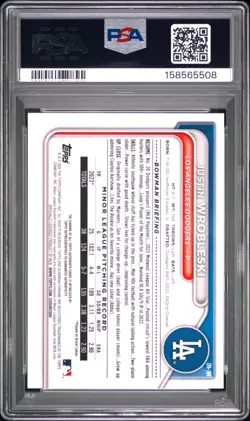 2024 Bowman Chrome Auto Justin Wrobleski PSA 10 Los Angeles Dodgers OSU COWBOYS - Image 2