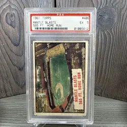 1961 Topps Baseball Thrills Mickey Mantle Blasts 565 Ft Home Run #406 PSA 5 HOF - Image 1