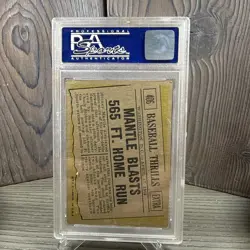 1961 Topps Baseball Thrills Mickey Mantle Blasts 565 Ft Home Run #406 PSA 5 HOF - Image 2