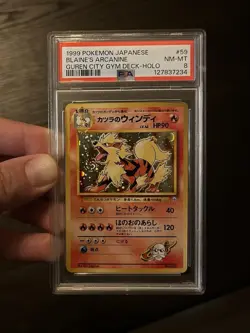 Blaine’s Arcanine PSA 8 Pokemon WOTC 1999 Gym Challenge Guren Deck 59 Holo Swirl - Image 5