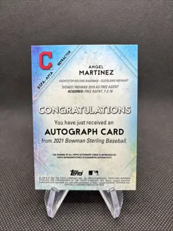 2021 Bowman Sterling Angel Martinez Prospect Refractor Auto #'d /150 Guardians - Image 2