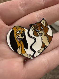 The Fox and the Hound split heart enamel pin Ft. Best Friend Tod & Cooper Disney - Image 1