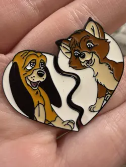 The Fox and the Hound split heart enamel pin Ft. Best Friend Tod & Cooper Disney - Image 2