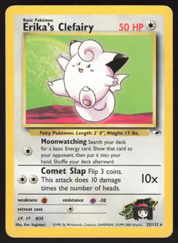 Erika's Clefairy 25/132 Rare Gym Heroes Pokemon Unlimited Heavily Played - Image 1