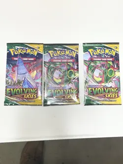 Pokemon TCG Sword & Shield Evolving Skies Factory Sealed Booster Pack Lot Of 3 - Image 1