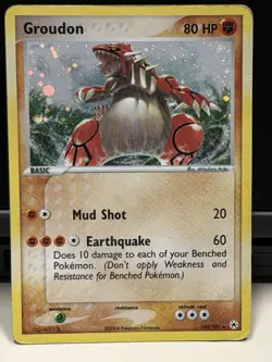 Pokemon TCG Groudon EX Hidden Legends 102/101 Holo Secret Rare English 2004 - Image 1