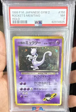 Pokemon 1999 Rocket's Mewtwo Holo Rare #150 Japanese Challenge PSA 7 Unlimited - Image 1