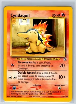 Cyndaquil 57/111 Common Neo Genesis Pokemon Unlimited Lightly Played - Image 1