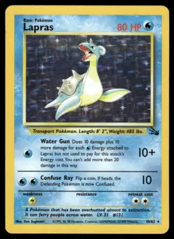 Pokemon Cards Lapras 10/62 Unlimited Holo Fossil WOTC Rare LP - Image 1