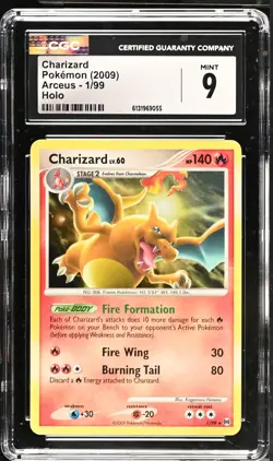 CGC 9 MINT Charizard 1/99 Holo Arceus Pokemon Card - Image 1