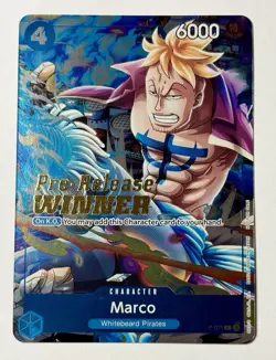 One Piece Marco Pre-Release Winner Gold Stamp Promo Card P-071 English OP08 - Image 1