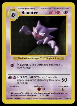 Pokemon Card - Haunter Base Set Shadowless 29/102 Uncommon - Image 1