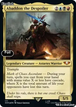 MTG Abaddon the Despoiler [40K - 171] LP Foil - Image 1