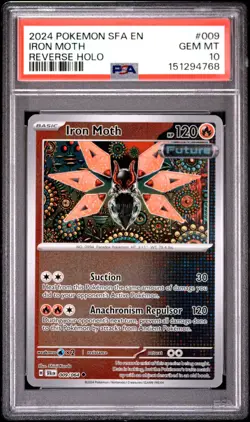 2024 POKEMON SFA EN-SHROUDED FABLE REVERSE HOLO #009 IRON MOTH PSA 10 - Image 1