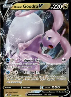 Hisuian Goodra V 135/196 Holo V Rare Lost Origin Pokemon Holo NM/LP - Image 1