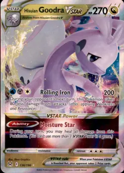 Hisuian Goodra VSTAR 136/196 Holo VSTAR Rare Lost Origin Pokemon Holo NM/LP - Image 1