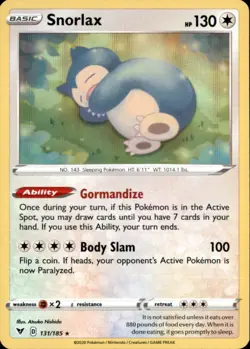 Snorlax 131/185 Holo Rare Vivid Voltage Pokemon NM/LP - Image 1