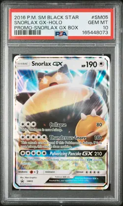 2016 POKEMON SM BLACK STAR PROMO SNORLAX GX BOX #SM05 SNORLAX GX-HOLO PSA 10 - Image 1