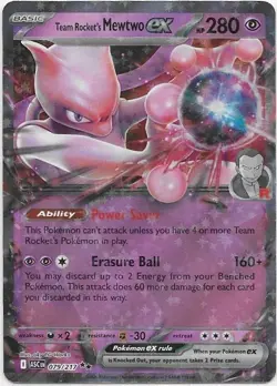 Team Rocket's Mewtwo ex 079/217 Double Rare Ascended Heroes Pokemon Holo NM - Image 1