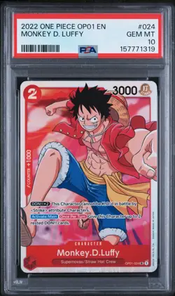 2022 One Piece OP01-Romance Dawn #024 Monkey D. Luffy PSA 10 GEM MINT #157771319 - Image 1