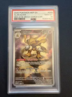2025 POKEMON MEP EN-ME BLACK STAR PROMO #009 ALAKAZAM PSA 10 - Image 1