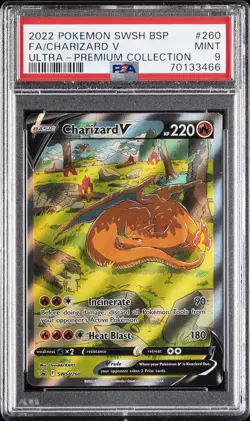 2022 POKEMON SWSH BLACK STAR PROMO #260 FULL ART/CHARIZARD V PSA 9 - Image 1