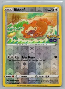 Bidoof (Peelable Ditto) 059/078 Common Pokemon GO Pokemon Reverse Holo LP - Image 1