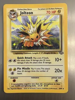Jolteon 4/64 Holo Rare Jungle 1999 Pokemon EN HP Vintage Unlimited Lightning - Image 1