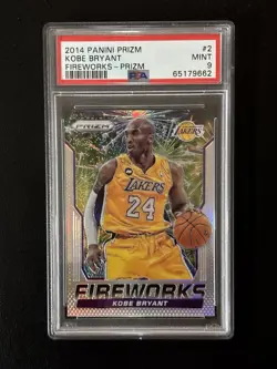 2014-15 Panini Prizm Kobe Bryant Fireworks Silver Prizm Card. PSA 9 MINT 🔥🔥🔥 - Image 1