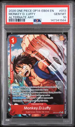2026 ONE PIECE OP14-EB04-THE AZURE SEA'S SEVEN #013 MONKEY D. LUFFY PSA 10 - Image 1