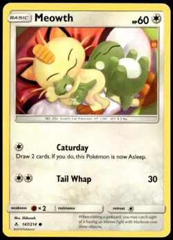 Meowth 147/214 Unbroken Bonds Common NM Pokemon 2019 - Image 1