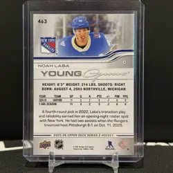 2025-26 Upper Deck Series 2 Noah Laba Young Guns #463 New York Rangers - Image 2