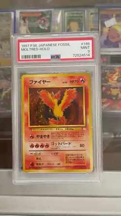 Pokemon TCG Moltres Holo Rare Vintage 1997 Japanese Fossil #146 PSA 9 - Image 1