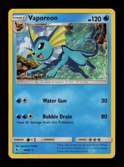 Vaporeon 18/68 Holo Rare Hidden Fates Pokemon Cards - Image 1