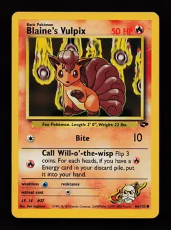 Blaine's Vulpix 66/132 Unlimited Common Gym Challenge Pokemon Cards - Image 1