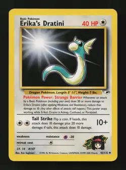 Erika's Dratini 42/132 Unlimited Uncommon Gym Heroes Pokemon Cards - Image 1