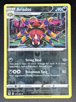Ariados 113/196 Reverse Holo SWSH11: Lost Origin Pokemon Card TCG - Image 1
