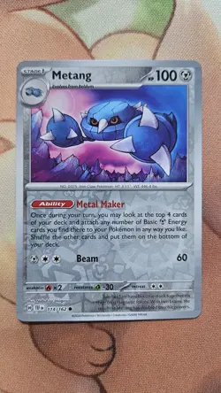 Metang 114/162 Temporal Forces TEF EN POKEMON REVERSE HOLO NM - Image 1