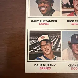 1977 Topps #476 Rookie Catchers Gary Alexander, Rick Cerone, Dale Murphy - Image 5