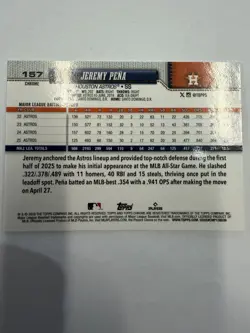 2026 Topps Chrome - Jeremy Pena Red, White, & Blue Refractor IN HAND - Image 2