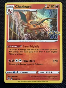 Charizard 10/78 Holo Rare Pokemon GO 2022 Stamped Pokemon TCG Card 010/078 NM - Image 1