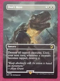 Magic The Gathering JURASSIC WORLD DON'T MOVE white card MTG REX - Image 1