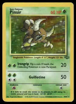 Pokemon Cards Pinsir 9/64 Unlimited Holo Jungle WOTC Rare MP *1 - Image 1