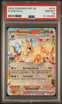 2025 Pokemon Pre En Prismatic Evolutions #014 Flareon ex PSA 10 Gem Mint - Image 1