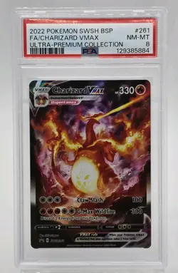 2022 POKEMON SWSH ULTRA-PREMIUM COLLECTION #261 FULL ART/CHARIZARD VMAX PSA 8 - Image 3