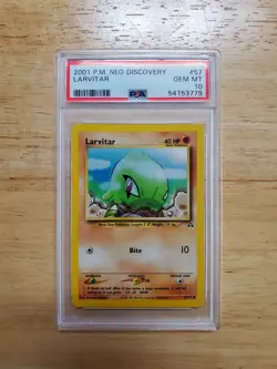 Pokemon PSA 10 GEM MINT 2001 Larvitar Neo Discovery Card - Image 1