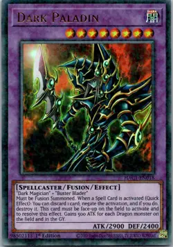 Yugioh Dark Paladin HAC1-EN018 1st Edition Duel Terminal Ultra Rare NM - Image 1