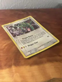 Rayquaza Holo 9/106 EX Emerald Pokemon Card Rare Damaged Water Damage Creased - Image 2