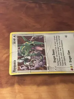 Rayquaza Holo 9/106 EX Emerald Pokemon Card Rare Damaged Water Damage Creased - Image 3